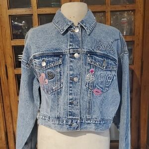 Barbie Pink and Blue Cropped Jean Jacket